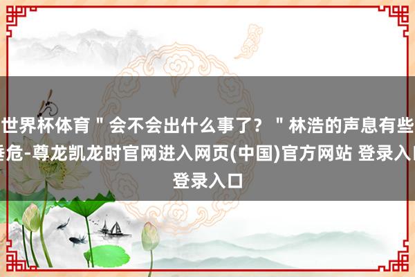 世界杯体育"会不会出什么事了?"林浩的声息有些垂危-尊龙凯龙时官网进入网页(中国)官方网站 登录入口