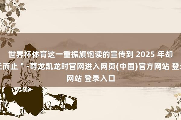 世界杯体育这一重振旗饱读的宣传到 2025 年却"如丘而止"-尊龙凯龙时官网进入网页(中国)官方网站 登录入口