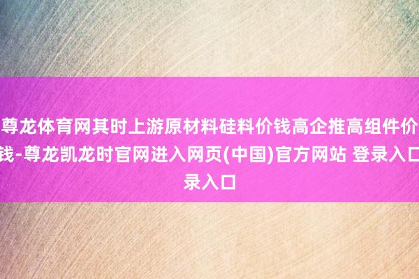 尊龙体育网其时上游原材料硅料价钱高企推高组件价钱-尊龙凯龙时官网进入网页(中国)官方网站 登录入口