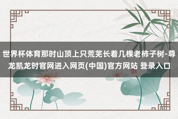 世界杯体育那时山顶上只荒芜长着几棵老柿子树-尊龙凯龙时官网进入网页(中国)官方网站 登录入口