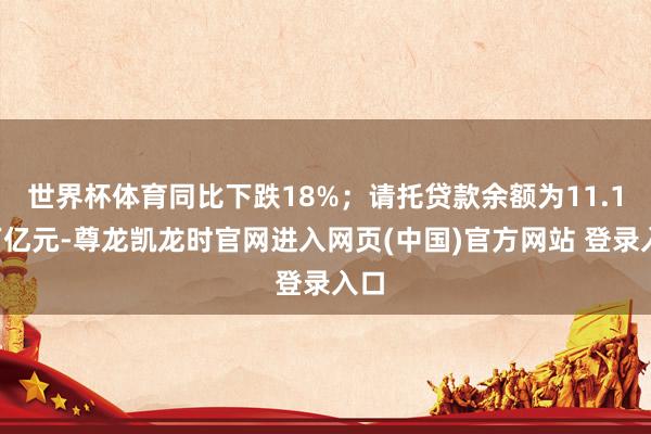 世界杯体育同比下跌18%；请托贷款余额为11.17万亿元-尊龙凯龙时官网进入网页(中国)官方网站 登录入口